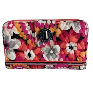 Vera Bradley Pixie Blooms Turnlock Wallet Large Zip Around Clutch Carry All